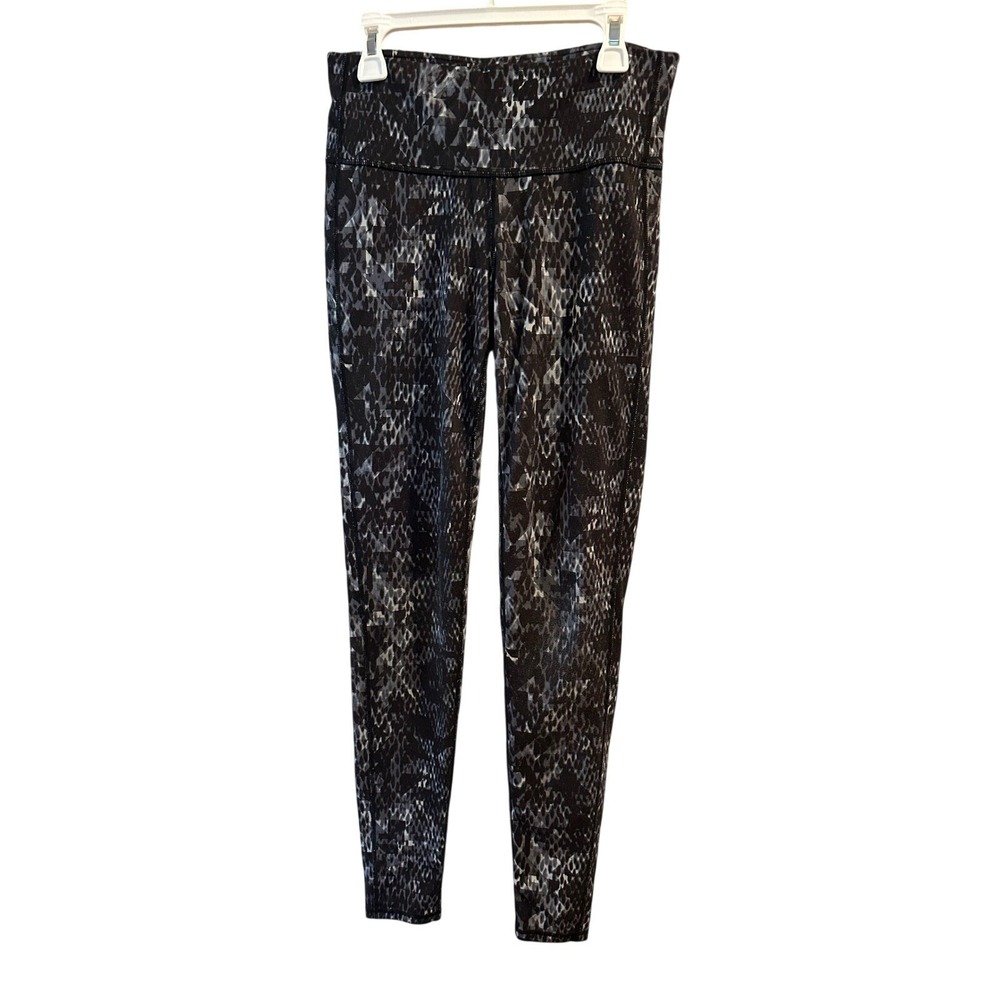 Athleta Womens Black Grey Snakeskin Geometric Print High Rise Leggings Size S
